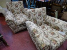 Pair of vintage floral upholstered armchairs