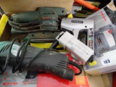 Stanley staple gun, 32w jigsaw, 260w detail sander and a Bosch PSS 32 sander E/T