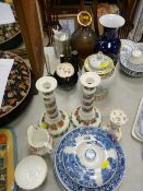 Large parcel of assorted porcelain including Worcester, Portmeirion candlesticks etc