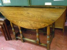 Oak gate leg drop leaf dining table