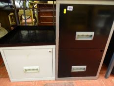 Two drawer metal cabinet and a single drawer cabinet