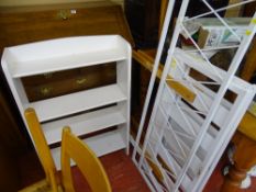 Two Slumberland white painted single headboards, a Junior double metal example and a white