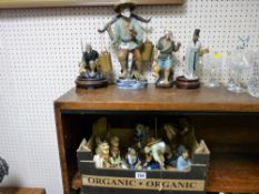 Large quantity of Oriental figurines and a larger fisherman figurine