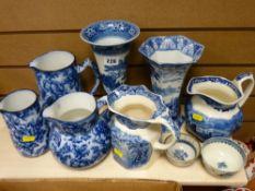 Good parcel of blue and white china including Cauldon, early tea bowls etc