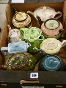 Collection of vintage pottery teapots