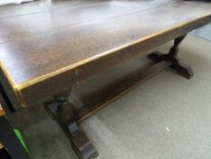Vintage oak refectory table on urn supports