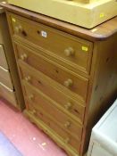 Modern pine five drawer chest