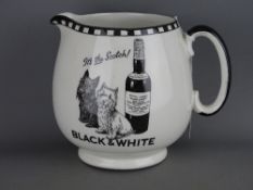 Shelley black and white whisky advertising water jug