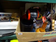 Box of Gusto coffee machine etc, cased typewriter and an Amti digital photo frame E/T