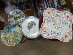 Chinese porcelain tray and similar items including Majolica plate