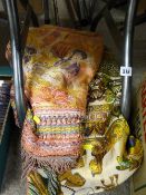 Two vintage woven silk throws