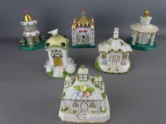 Six Coalport porcelain cottages