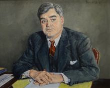 DAVID GRIFFITHS MBE oil on canvas - head and shoulders portrait of Right Honorable Aneurin Bevan