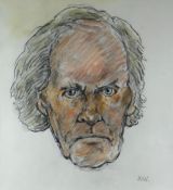SIR KYFFIN WILLIAMS RA watercolour and pencil - head portrait of the poet, the late R S Thomas,