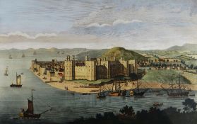 JAY BOYDELL pair of mid eighteenth century coloured engravings - views of Caernarfon Castle, 30 x