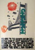 PAUL PETER PIECH unmounted linocut print - of poem by Welsh poet Harri Webb 'ODE TO THE SEVERN