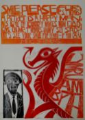 PAUL PETER PIECH unmounted linoprint - of poem by Welsh author Meic Stephens about R.S. Thomas '
