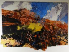 DAVID TRESS mixed media and construction with paper - wild landscape, entitled verso 'Red Hill,