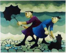 MURIEL DELAHAYE artist's proof print - entitled 'Stormy Weather', signed in pencil, 31 x 40cms (