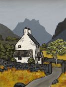 DAVID BARNES oil on board - Snowdonia cottage, 38 x 29cms (framed and unglazed)