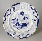 A LLANELLY SOUTH WALES POTTERY TRANSFER PLATE IN THE 'AMHERST JAPAN' PATTERN impressed and