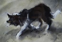 WILLIAM SELWYN set of four limited edition (31/150) coloured prints - sheep dog, church, woodland