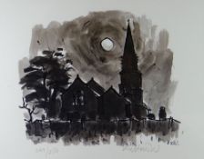SIR KYFFIN WILLIAMS RA limited edition (249/250) print - Llanedwen church, Anglesey, signed, 43 x