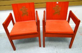 PAIR OF INVESTITURE CHAIRS an icon of design being the 1969 Prince of Wales Investiture chair by