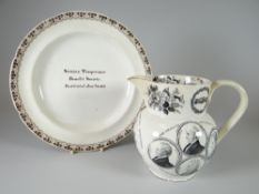 A DILLWYN POTTERY PLATE inscribed 'Sarnian Temperance Benefit Society. Instituted January 20