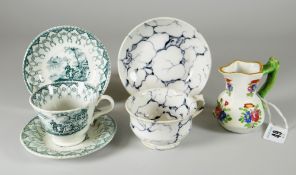 A PARCEL OF WELSH POTTERY including Swansea transfer trio, small twig-handled Swansea pouch jug,