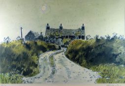 SIR KYFFIN WILLIAMS RA limited edition (101/150) colour print - old farm house and lane under the