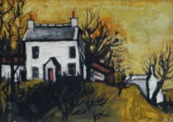 CLAUDIA WILLIAMS oil on board - Anglesey cottage scene, signed and dated 1960, 26 x 37cms (framed