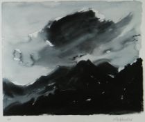 SIR KYFFIN WILLIAMS RA artist proof colour print - stormy Snowdonia, signed fully in pencil, 28 x