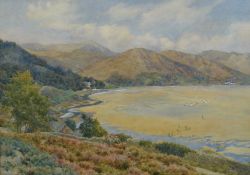 GEORGE HENTON (1861-1924) watercolour - with title script to mount 'Low Tide, Barmouth Estuary',