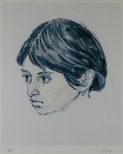 SIR KYFFIN WILLIAMS RA artist proof - head portrait of Patagonian girl, signed with initials, 29 x