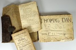 THOMAS EVANS & ARTHUR EVANS HANDWRITTEN MANUSCRIPTS 1755 and later, bound in leather with metal