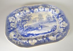 SWANSEA POTTERY COWS CROSSING STREAM TRANSFER PLATTER, 38cms Condition Report: no apparent problems