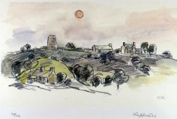 SIR KYFFIN WILLIAMS RA limited edition (360/750) colour print - Anglesey landscape with old