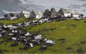 WYN HUGHES oil on board - farmstead at Bodorgan, Anglesey, signed in full, 37 x 58cms (framed and