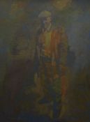 ANEURIN JONES oil on board - full portrait of a single standing farmer, signed, 59 x 44cms (framed