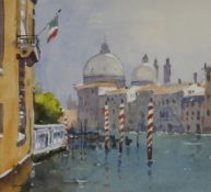 GARETH THOMAS watercolour - entitled verso on Albany Gallery label 'On the Grand Canal, Venice',