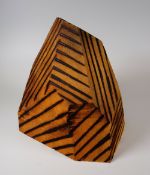 DAVID NASH cedar wood sculpture - abstract, entitled 'Branded Cedar Facet' to the base, signed and
