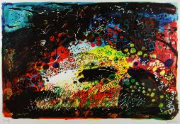 JOHN PIPER artists proof screen print - entitled verso on Gold Mark Gallery label 'Garn Fawr,