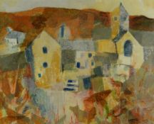 GWILYM PRICHARD mixed media with collage - Penmon Priory 1982, signed with initials and with title