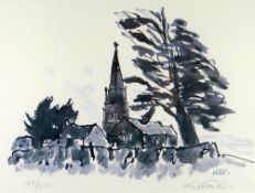 SIR KYFFIN WILLIAMS RA limited edition (145/250) print - an Anglesey church, signed fully in pencil,
