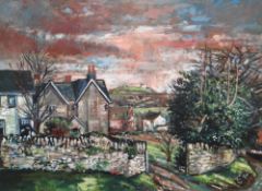ANDREW VICARI oil on board - entitled verso 'Winter Landscape - Old Rectory, Llantridydd (Painted