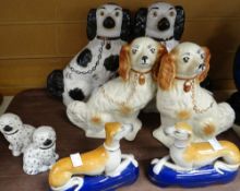 Four pairs of various Staffordshire dogs Condition reports provided on request by email for this