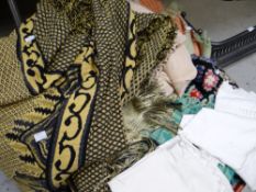 A parcel of linen, various woollen and crocheted blankets Condition reports provided on request by