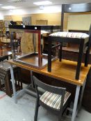 A parcel of furniture to include desk, chairs and chrome and glass table Condition reports