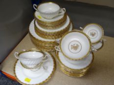A parcel of Minton gold rose dinnerware including dinner plates and soup bowls ETC Condition reports